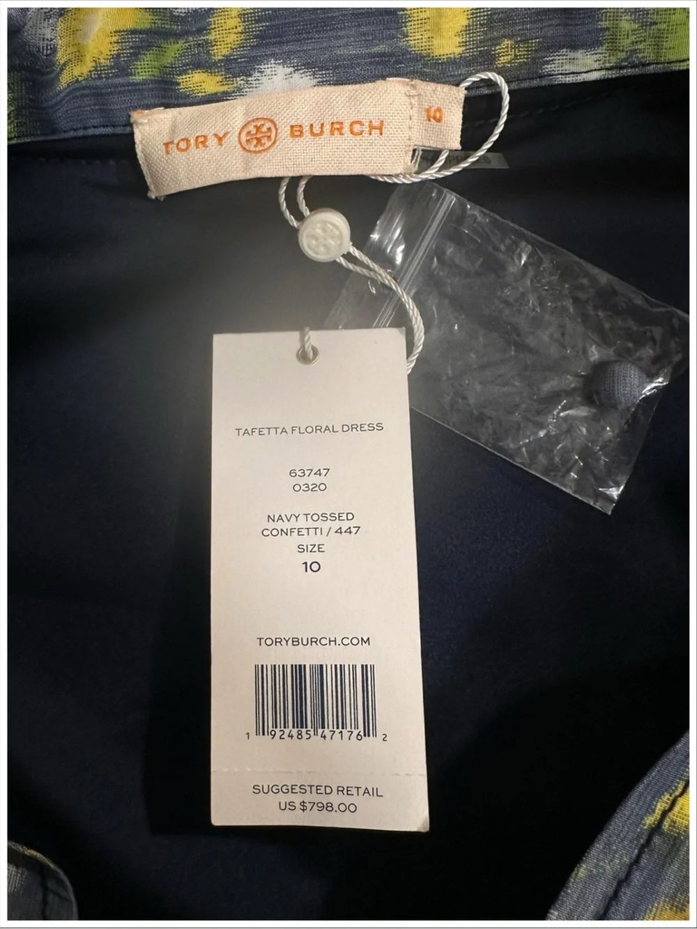 Tory Burch Taffeta Floral Silk Trim Dress Confetti NWT~ Size 10 ~ Item #W9 ~$798